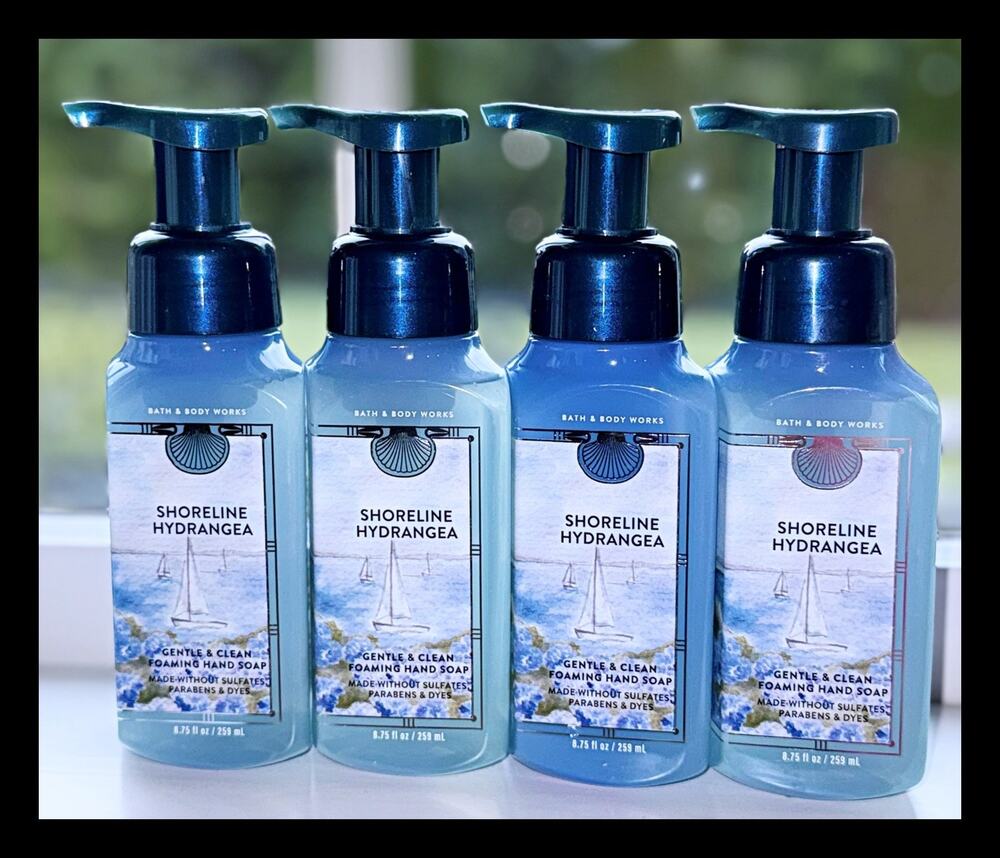 Bath & Body Works Shoreline Hydrangea Gentle Clean Foaming Hand Soap x4